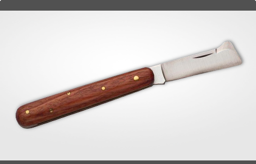 Okuliermesser mit poliertem Holzheft für Linkshänder Länge 10,5 cm